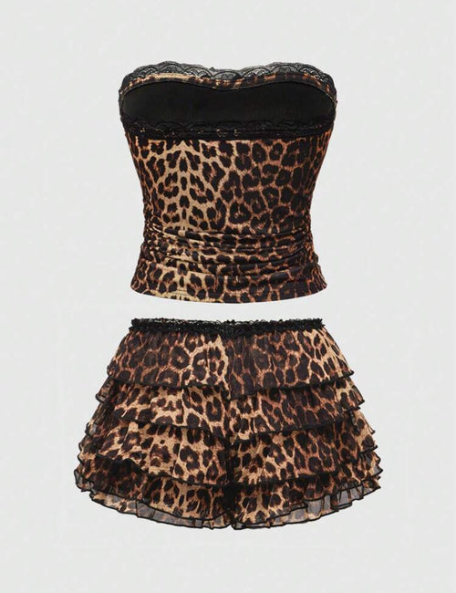 2 piece Leopard Print Shorts & Top