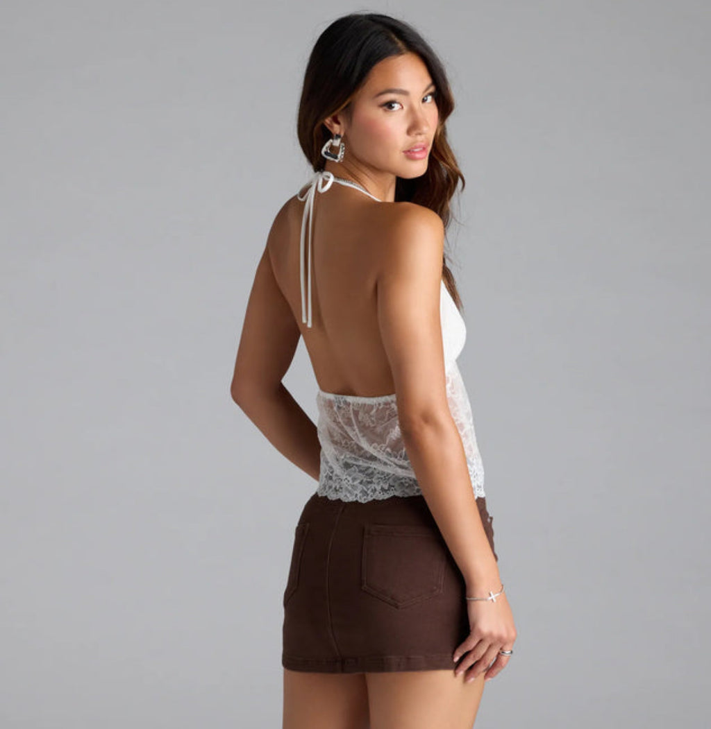 Sheer Lace Crop Top
