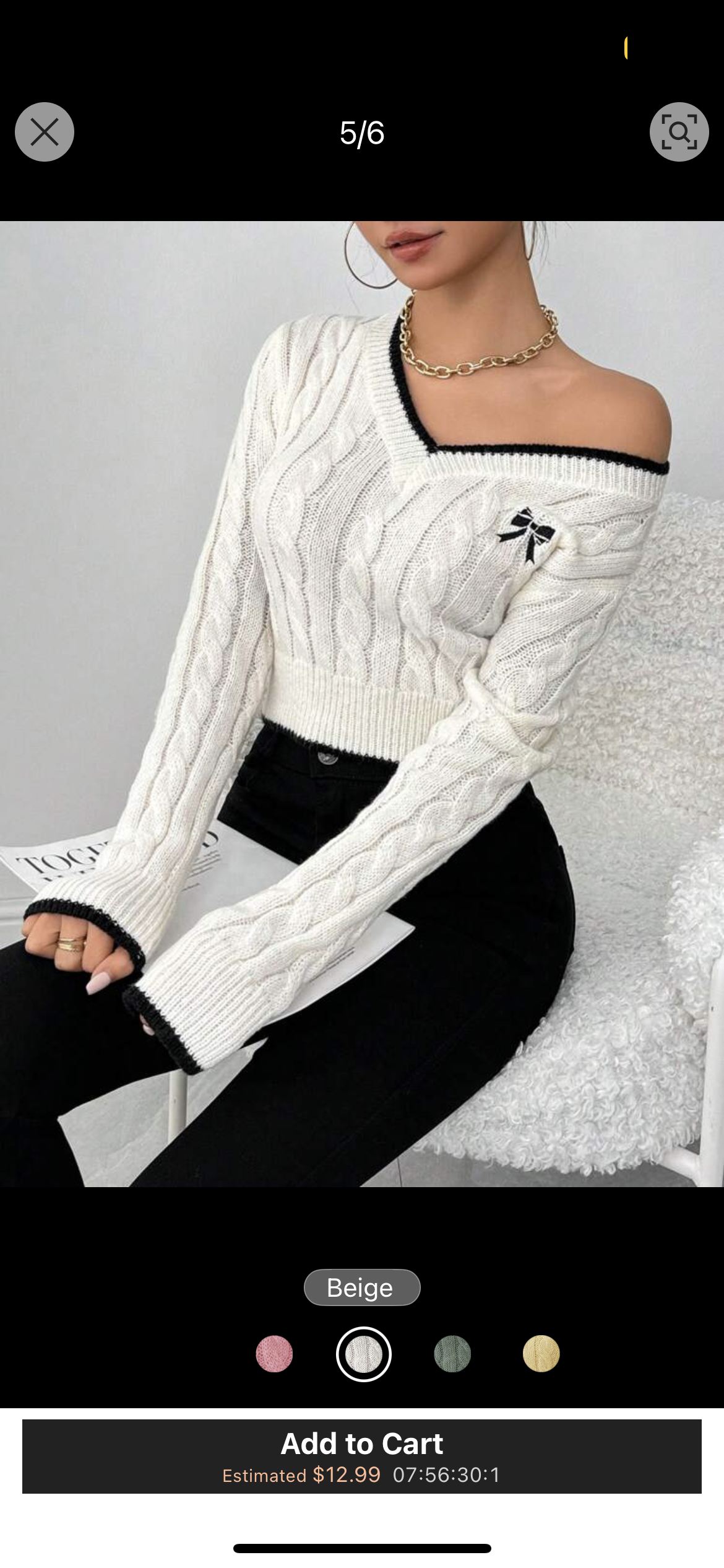 Bow V-neck Sweater