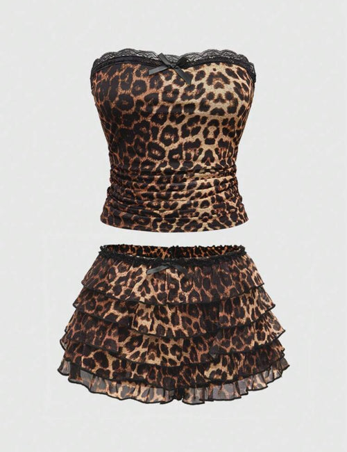 2 piece Leopard Print Shorts & Top